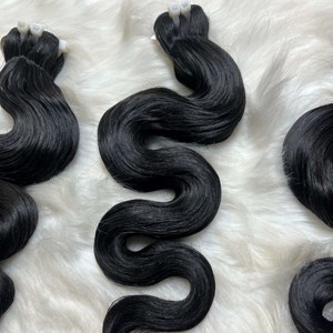 Pas de poux double dessiné 8-40 pouces faisceaux de vagues de corps extensions de cheveux ondulés de couleur naturelle non chimique - Product Image 1