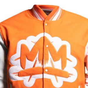 Veste universitaire pour homme, mélange de laine, corps avec manches en simili cuir, fermeture à boutons pression, poignets côtelés, streetwear classique - Product Image 4