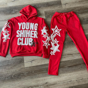 DCY 2025 Trending Product Tracksuit 100% Cotton Puff Print,<b>Men</b> Zipper Tracksuit,Custom Cotton Tracksuit - Product Image 3