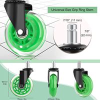 Ensemble de cinq pièces à livraison rapide roulettes de meubles de chaise de bureau en polyuréthane vert à moitié transparent