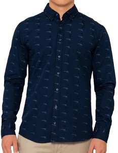 เสื้อลำลองผ้าฝ้าย100% เข้ารูปพิมพ์ลายดอกไม้สำหรับผู้ชายผ้าถักไม่ยับง่าย - Product Image 1