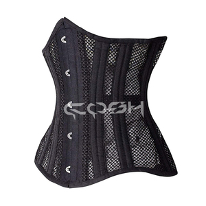 Corsé negro ligero de malla para entrenamiento de cintura con varillas de acero - Product Image 1