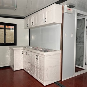 40ft struttura <span class=keywords><strong>nera</strong></span> due camere da letto due bagni prefabbricati <span class=keywords><strong>casa</strong></span> modulare espandibile con tetto inclinato e padiglione laterale - Product Image 3