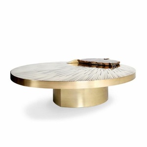 Table basse élégante et moderne, design léger et portable, en aluminium, style vintage, décorative, unique, à 4 pieds, pour salon - Product Image 3