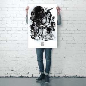 Modern Style Star Wars 40th Anniversary <b>Poster</b> Montage Black Frame for Wall Decor - Product Image 3