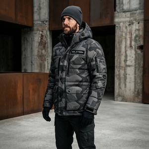 <b>Men</b> <b>Padded</b> <b>Jacket</b> <b>Hooded</b> Quilted Warm Multi Pocket Zip Up Winter Outdoor <b>Jacket</b> OEM ODM Wholesale - Product Image 3