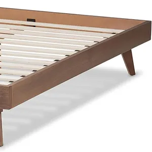 TRIHO THF-1039 أحدث تصميم منصة خشبية سرير ملكي مع الجوز البني النهائي