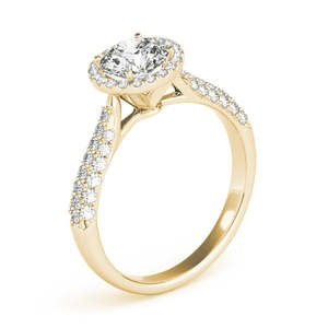 Anillo de Compromiso de Oro Amarillo de 18K con Halo de Diamantes y Piedras Laterales con Incrustaciones de Diamantes de 0.33ct - Product Image 3