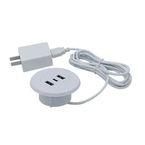 Outlet Grommet daya meja UL, soket USB dan Tipe C dalam meja terpasang