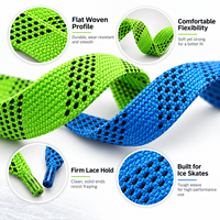 Lacets de patins à glace personnalisés, tissés à plat, motif Dash, vert néon et bleu, ajustement sécurisé, lacets faciles à enfiler, OEM Mingjia