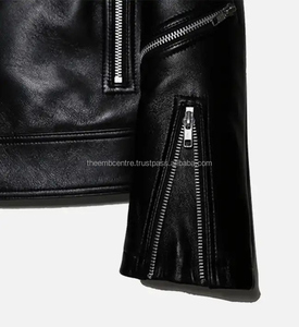 Chaqueta de piel auténtica personalizada con cremallera para hombre, chaqueta de piel auténtica de buena calidad a precios al por mayor, chaqueta de piel de color personalizada para hombre - Product Image 3