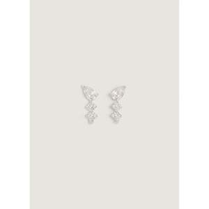 Jules Mixed Diamond J-Hoop <b>Earrings</b> in White Gold - Product Image 1