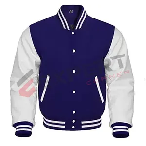 2024 Wholesale Men Custom Letterman Jacket Genuine Leather Sleeves &Wool Blend University School College Bomber Varsity Jacket