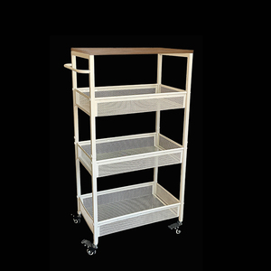 Chariot à roulettes en métal à 4 niveaux pour épices en verre Supports de rangement et étagère avec roue pour cuisine salon - Product Image 1