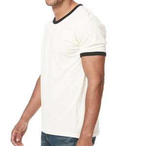 T-shirt en coton peigné de haute qualité avec impression DTF personnalisée, vente en gros, t-shirt à col contrastant - Product Image 1