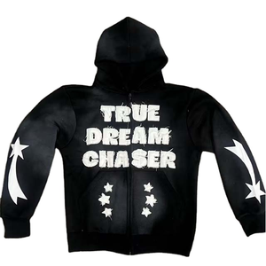 Haute qualité 450Gsm épais hommes en détresse broderie sweats à capuche 100% coton Applique broderie Patch à capuche - Product Image 3