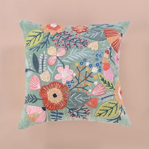 Floral Embroidered Handmade New <b>Design</b> <b>Cushion</b> <b>Cover</b> Made in India Products At Best Wholesale Price 50x50 Cm For Living Room - Product Image 1