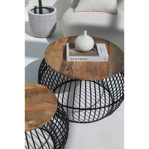 ชุดโต๊ะกาแฟทำจากไม้มะม่วงทรงกลมสำหรับช่างตัดผมพร้อมฐานโลหะมีสไตล์ - Product Image 6