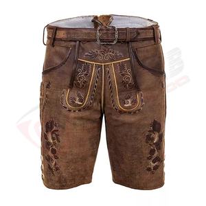 Cuero genuino Nueva moda Transpirable Ropa casual-Hombres Bavarian Trachten-Lederhosen Trajes de cuero marrón-pantalones cortos - Product Image 6