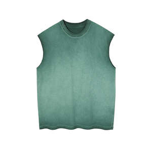 Camiseta liso de algodón puro con cuello redondo para hombre de buena calidad personalizada, camisetas en blanco de gran tamaño sin mangas, camiseta Vintage para hombre - Product Image 3