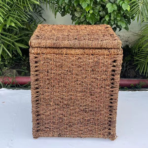 Ensemble de boîtes de rangement en jonc de mer tissé à la main avec couvercle, capacité de 20 à 35 L, durable, écologique, design rustique, fabriqué à Hanoï, pour la maison et le bureau - Product Image 1