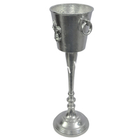 Présentoir de sol pour bar et hôtel Support à champagne Base antidérapante Grand refroidisseur de vin Argent fini Pilier de seau à glace à bière de belle qualité