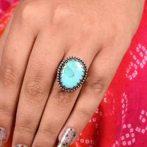 แหวนสัญลักษณ์สีเทอร์ควอยส์ kingman เครื่องประดับวินเทจสไตล์โบฮีเมียนทางตะวันตกเฉียงใต้ทำด้วยมือสำหรับเธอ - Product Image 6