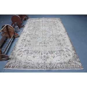 Tapis vintage 5,7x10 pieds, tapis, tapis marocain gris en laine - Product Image 1