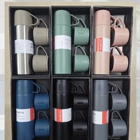 Coffret cadeau flasque personnalisée 500ml lot de bouteilles d'eau isolées thermos de luxe en acier inoxydable à double paroi mug flacon à vide avec 3 couvercles