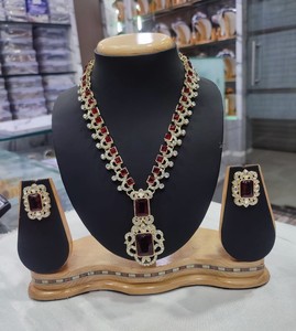 Magnifique ensemble de bijoux de mariage pour femmes, collier et boucles d'oreilles pendantes en cristal de zircon cubique, pour les fêtes - Product Image 5