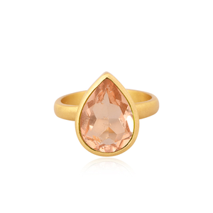Último diseño anillo de latón joyería de moda al por mayor doblete morganita anillo de piedras preciosas de cuarzo para mujer regalo para ella - Product Image 1