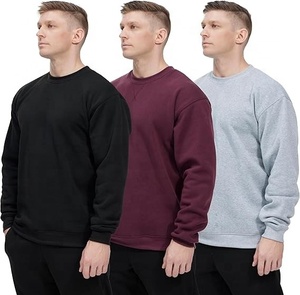 Sweat-shirt unisexe décontracté à col rond, lot de 3, en molleton, manches longues, basique, pull d'hiver, brodé, perlé, service OEM - Product Image 1
