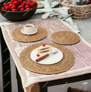 Rattan Cup <b>Coasters</b> and Dining <b>Table</b> Mat Hand Woven Bamboo Sea Grass Rounded Wicker Heat Resistant Placemats for Dinning <b>Table</b> - Product Image 2
