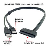 Unidad de disco duro de 2,5 pulgadas SATA de 22 pines a datos Esata + Cable alimentado por USB de 50cm