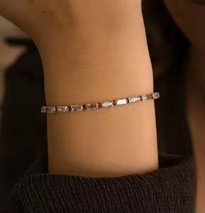 สร้อยข้อมือเทนนิส925 10K/ 14K/ 18K พร้อมเพชรโมอิสซาไนต์สร้อยข้อมือสุดหรู - Product Image 1