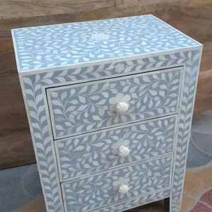 Mughalcrafts โต๊ะข้างเตียงไม้แฮนด์เมดพร้อมเฟอร์นิเจอร์ห้องนั่งเล่นฝังกระดูกสำหรับใช้ในบ้าน - Product Image 4