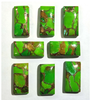 AMARA Pierre précieuse cabochon rectangulaire longue en turquoise verte naturelle, Bijoux, Bagues, Colliers, Bracelets, Pierre de naissance d'octobre