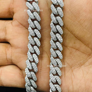 Pulsera cubana de Plata de Ley 925 de 10 MM de ancho Unisex VVS Moissanite Diamond. - Product Image 3