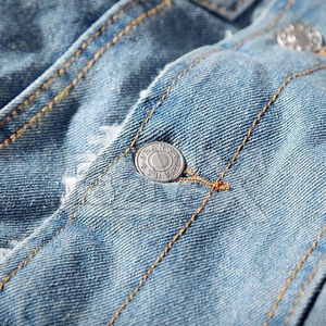 Veste en jean coupe ajustée pour hommes Streetwear Style Hip Hop automne hiver nouvelle mode XS taille à capuche Jean vêtements d'extérieur - Product Image 4