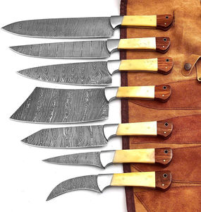 Couteau personnalisé de 6 pouces fait à la main en acier damas avec lame fixe manche en bois de rose pleine soie avec fantaisie gratuite cuir de vache original - Product Image 2