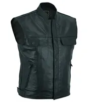 Powder blue leather utility vest