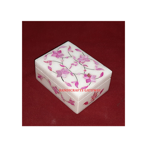 High Quality For Antique Flower Design White Marble Pink Mother Of Pearl Inlay Work Jewelry Ring And <b>Necklace</b> <b>Gifting</b> <b>Boxes</b> - Product Image 1