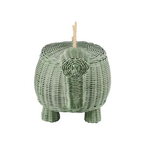 Cesta de Mimbre Natural con Forma de Dinosaurio, Color Verde Tierra y Azul, Linda, Hecha a Mano, Ecológica, Multifuncional, Moderna, Fabricada en Hanói, Marca Artex - Product Image 3