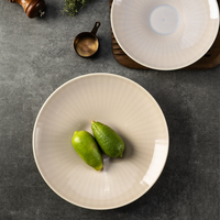 YAYU Professionelle Porzellan-Dessertteller, Französische Restaurant-Geschirrserie, Molekulare Speiseteller, Reliefiertes Beige Rundes Flaches Teller-Set