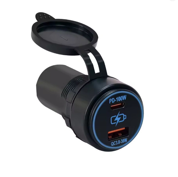 PD100W Type-C with QC3.0 36W USB Fast Car Charger Cigarette Lighter Socket