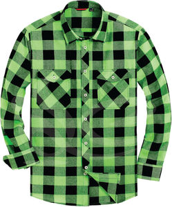 Chemises en flanelle de qualité supérieure pour hommes, respirantes, élégantes, à manches longues, tenue décontractée, vert clair, avec boutons à carreaux, coupe régulière, douces et confortables - Product Image 2