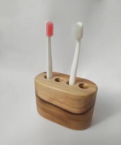 Porte-brosse à dents en bois design moderne, support de rangement multifonctionnel pour la cuisine, organisateur de brosses en bois - Product Image 4