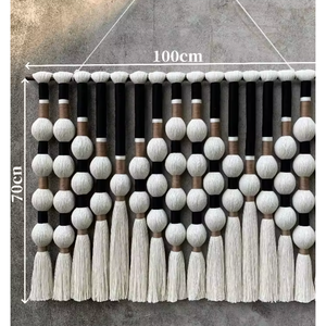 Tapiz Bohemio Grande para Decoración de Pared, Equilibrio Monocromo, Macramé, Estilo Caralarga Lomas, Hecho a Mano, para el Hogar - Product Image 2