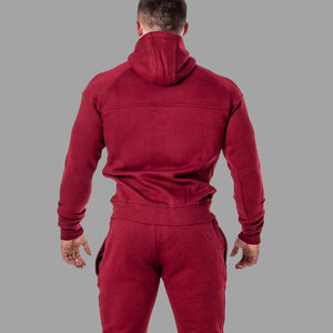 Chándal Deportivo Personalizado con Logotipo OEM para Hombre, Sudadera con Cremallera Completa y Contraste de Color, Pantalones Jogger, Diseño de Patrón Sólido, 100% Algodón - Product Image 2