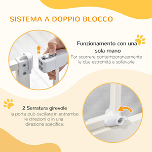 PawHut Push Fit Extensible Porte Chien avec Fermeture Automatique Hauteur 76.2cm, Blanc - Product Image 4